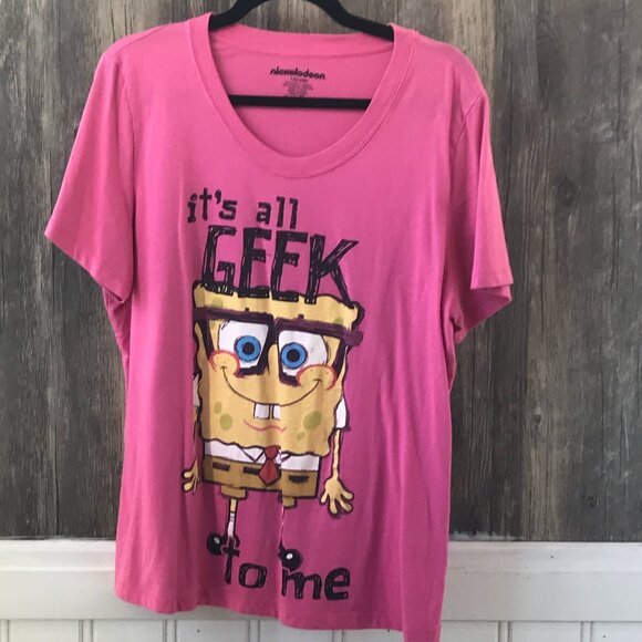 Nickelodeon SpongeBob it's all geek to me pink t-shirt size 1X - Picture 1 of 3